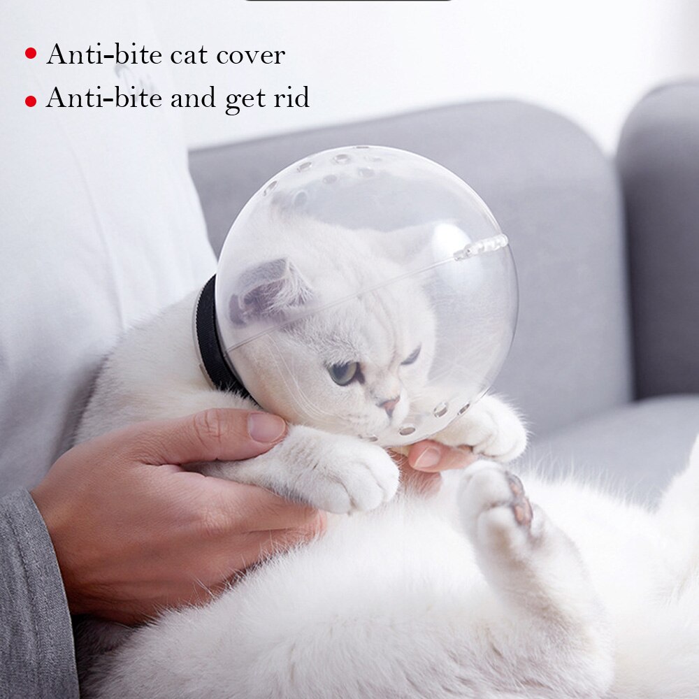 Anti-Licking Grooming Mask Cat Muzzle Anti-Bite Breathable Bath Grooming Protective Space Hood Cat Grooming Supplies