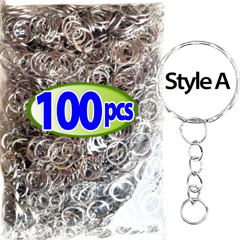 50/500pcs Silver Plated Metal Blank Keyring Keycha... – Grandado