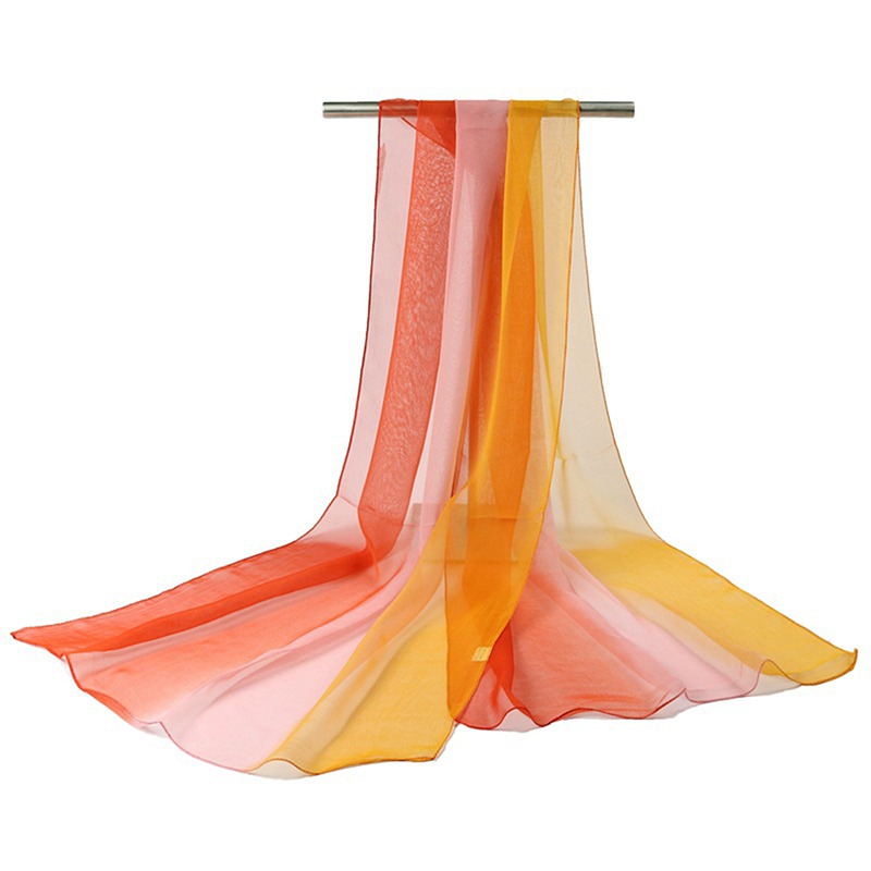 160*50cm Farbverlauf Chiffon Schal Damen lange Wickel und Schals Dame Frühling Herbst Schals Bandana Hijab gestohlen: Gold