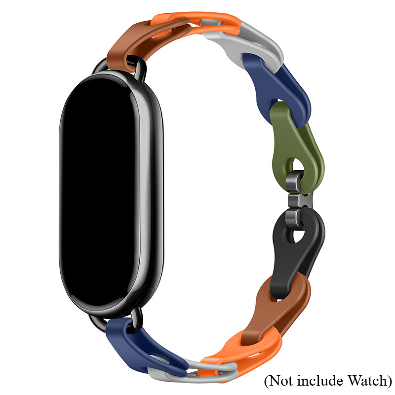Rubber Strap for Xiaomi Mi Band 9 Stainless Steel Buckle Bracelet for Miband 8 NFC Lady Style Replacement Silicone Band: XXXXL / ORANGE RED