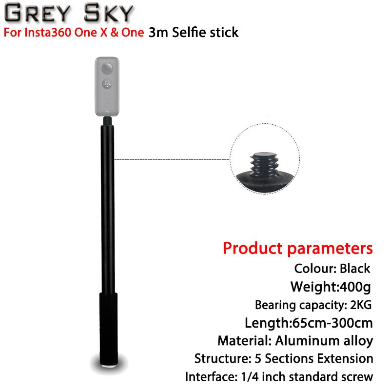 Insta360 one X2 Extension Rod 3m Selfie Stick Aluminum Alloy for Insta360 One RS Monopod Selfie Pole Panorama Camera Accessories