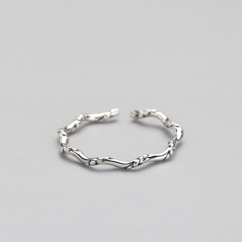 INZATT Vintage Minimalistische Persoonlijkheid Wave Punk Ring Echt 925 Sterling Zilveren Fijne Sieraden Voor Vrouwen Birthday party