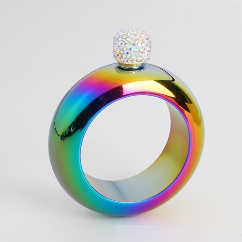 3.5oz armbanden heupfles roestvrij staal alcohol whisky wodka heupfles fles drinkgerei: Regenboog