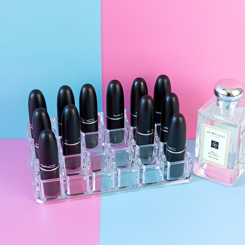 Læbestift holder makeup arrangør klar akryl kosmetisk makeup værktøj opbevaringsboks sag