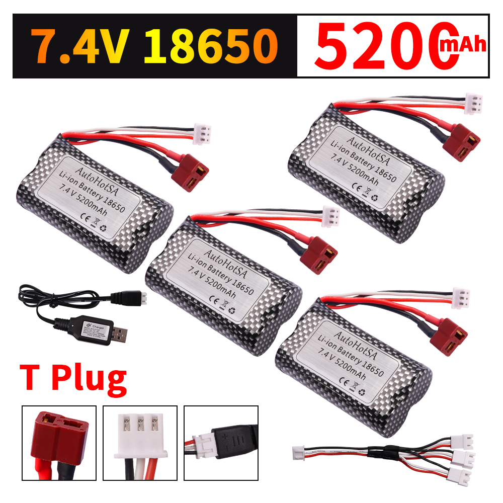 Batterie Li-ion 7.4V 5200mAh 18650 pour Wltoys 10428 /12428/12423 pièces de voiture RC 2s 7.4v batterie pour Wltoys 144001 A959-B A969-B Q46
