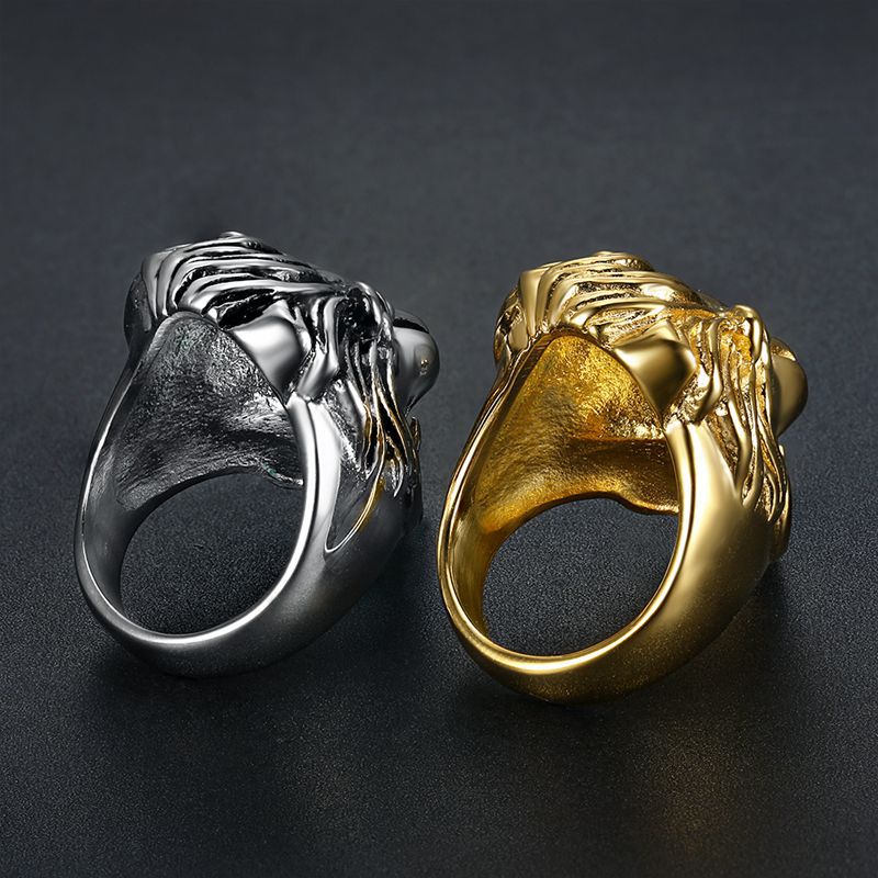 Anillo de cabeza de león de acero inoxidable 316L HNSP para hombres, accesorios de joyería para dedo de estilo Animal Hip Hop