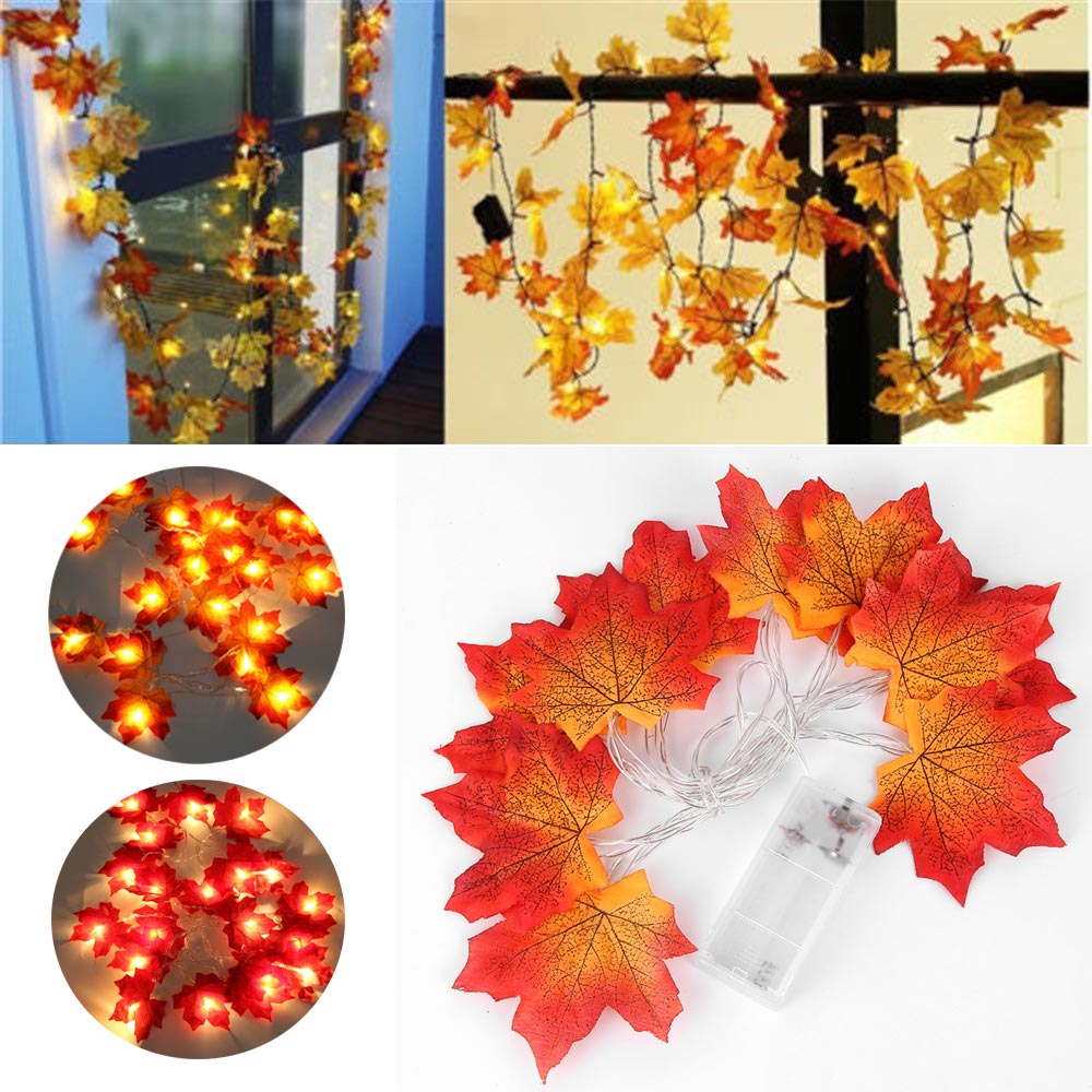 1.5m ahornblade led snor 10 led /3m 20 led aa batteri usb drevne efterårsplanter hegn festlys trappegelænder dekoration