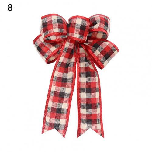 80%HOTDecorative Bows Xmas Theme Multi Patterns Christmas Tree Hanging Bowknot Decoration for Decoration: 8