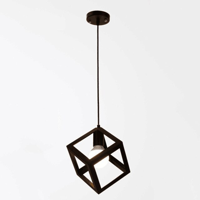 Hanging Light Square Lampshade E27 Bulb Retro Ceiling Light Fitting Lamp Guard Wire Cage Lamp Cover Lamp shades Chandelier Decor: Black