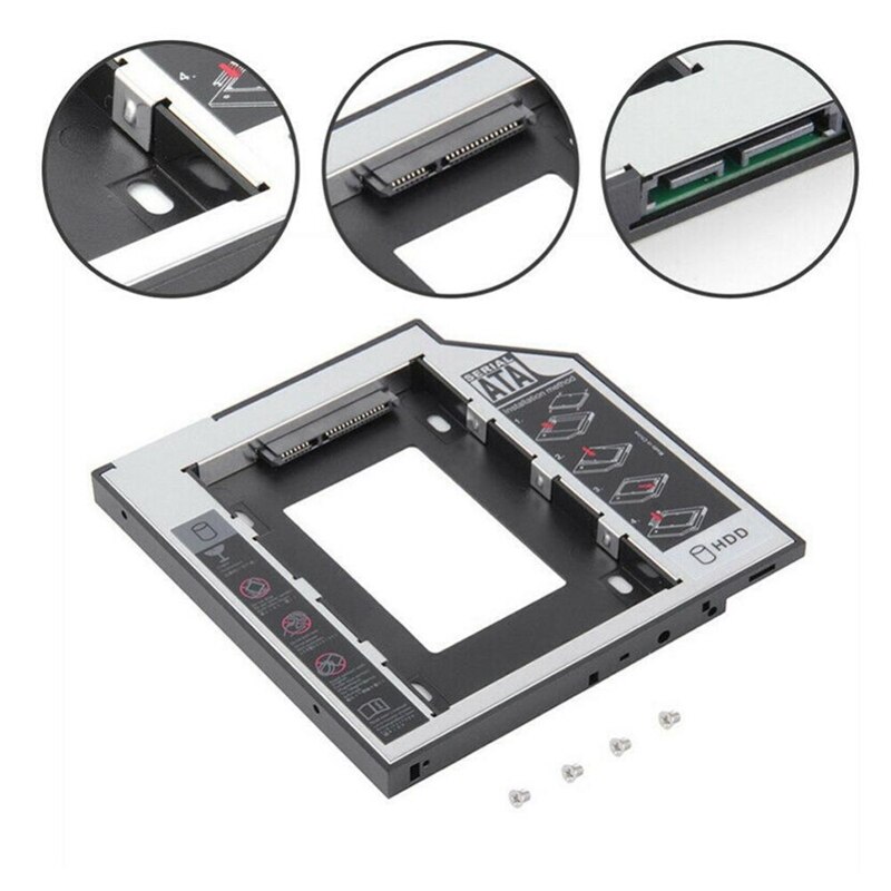 Uniwersalny 9.5mm SATA 2Nd SSD HDD futerał na dysk twardy taca adaptera lub laptop CD / DVD-Rom wnęka na napęd optyczny