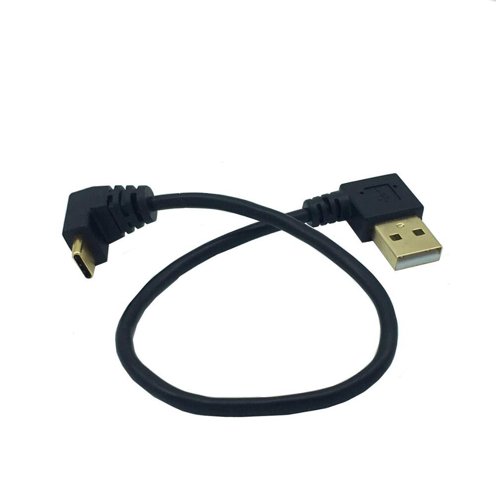 USB 2.0 A Male 90 Degrees Right Left Up Down angled Elbow to USB 3.1 Type C Elbow male Converter Data Sync Charging Cable