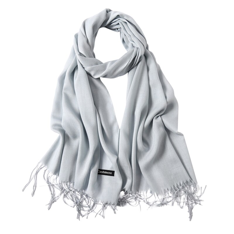 Zomer Vrouwen Hijab Sjaal Dunne Sjaals En Wraps Lady Solid Vrouwelijke Hijab Stola Lange Kasjmier Pashmina Foulard Hoofd Sjaals: Light Gray