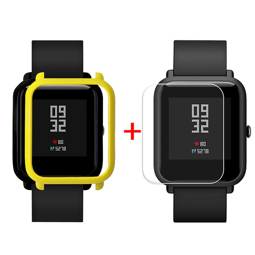 Protector Case Cover Shell + Screen Protector For Xiaomi / Huami Amazfit Bip Youth Watch Slim Colorful Frame Case Cover #25: Yellow