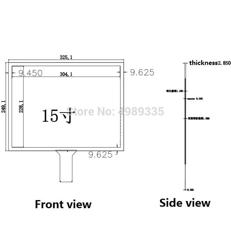 15 zoll kapazitiven touchscreen Struktur 4:3 Universal- 10 punkt gehärtetem glas G + G