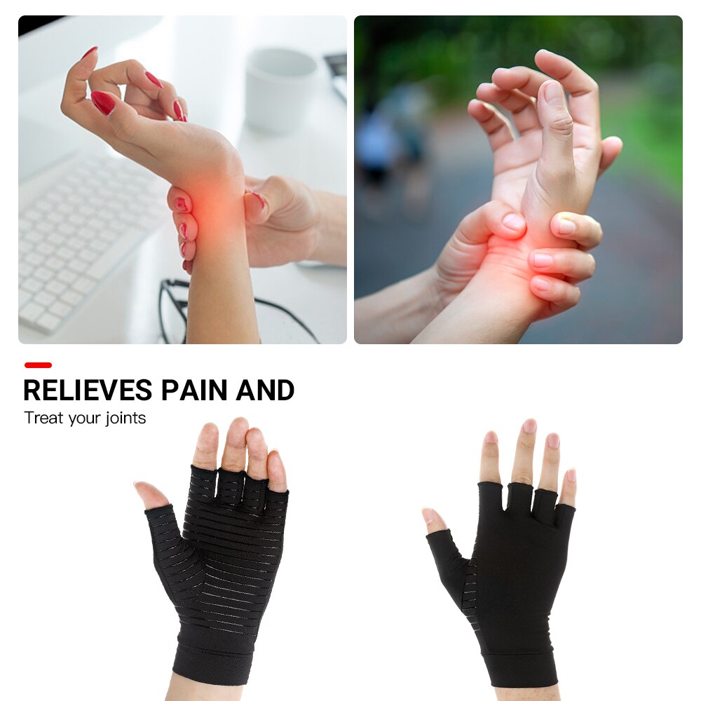1 Paar Compressie Handschoenen Hand Koper Artritis Handschoenen Gezamenlijke Pijnbestrijding Half Vinger Antislip Therapie Handschoenen Voor Vrouwen mens