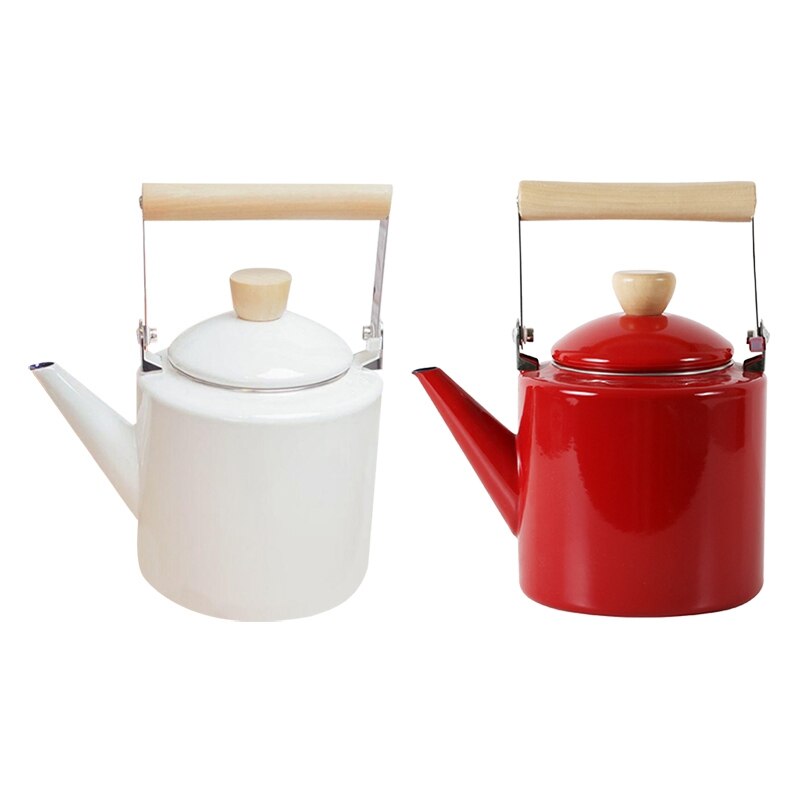 Enameled Kettle Japanese Style Teapots 2 Litre for Halogen Most Stovetops Kungfu Tea Pots: Red