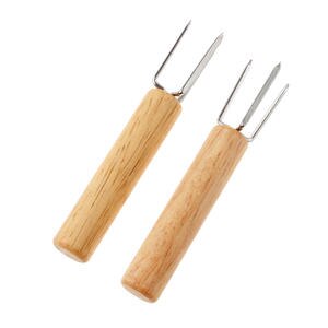 Majs gafler varmebestandigt rustfrit stål majsholdere mad gafler med silikone håndtag til hjemmelavede fester camping: Grøn