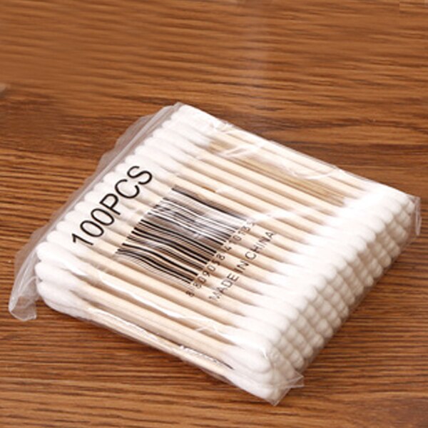 100/200 pièces/boîte bambou bébé coton-tige bois bâtons doux coton-tige nettoyage des oreilles Tampons Cotonete Pampons santé beauté: White-100pcs