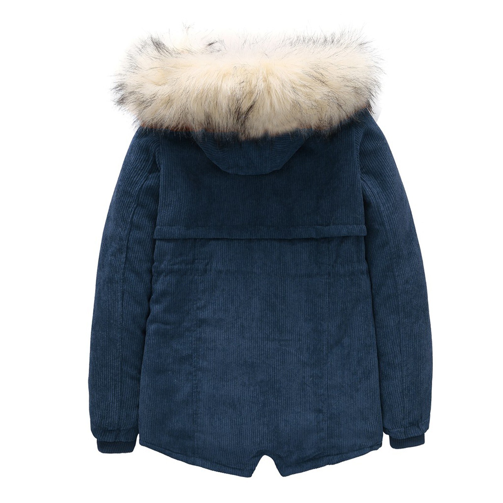 Hiver enfants couleur unie velours côtelé à capuche veste à glissière cordon veste vêtements en plein air hiver cyclisme Ski vêtements