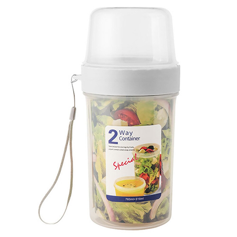 Double Layer Milk Can Sealed Food Storage Jar Moistureproof Transparent PP Vegetable Salad Outdoor Picnic Home Kitchen Portable