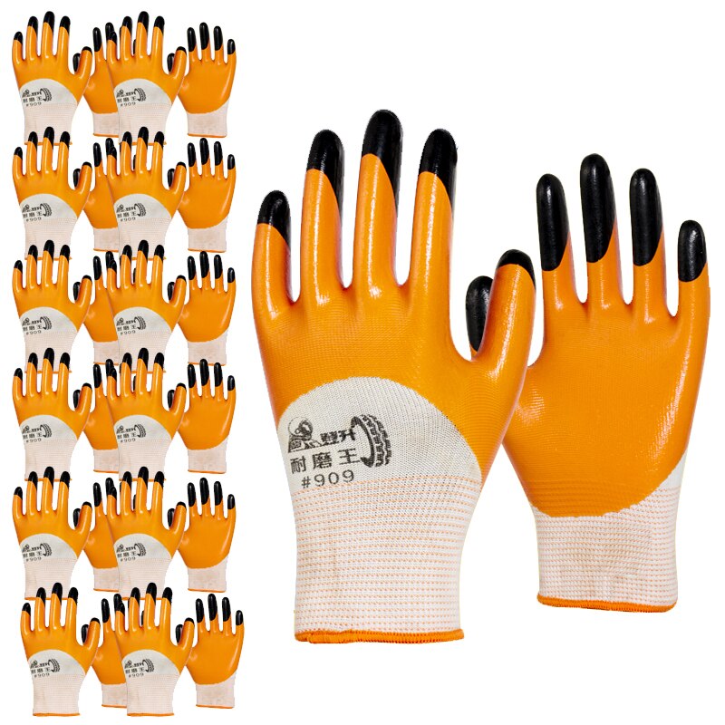 12 pairs Coating Work Gloves Palm Coated Gloves Mechanic Working Gloves