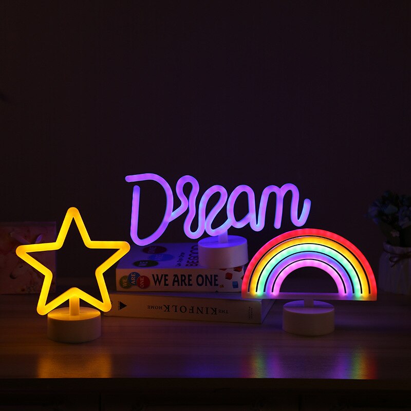 Neonljus färgglad regnbåge anpassad nattlampa för rummet hem fest bröllop dekoration jul neon lampa ins stil belysning