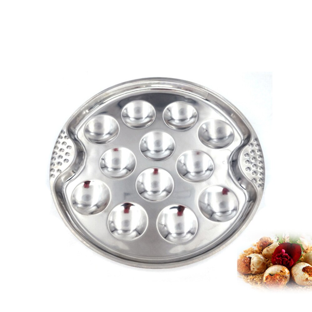 Stainless Steel Escargot Dish Server 12 Positions Baked Snail Plate Kitchen Serving Utensil