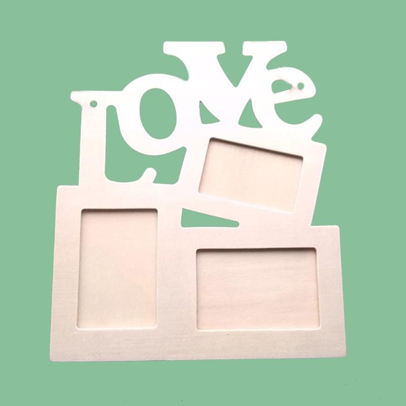 Holle Tri-ply Hout Blank Liefde DIY Fotolijst Schilderij Picture Home Decor DIY Liefde Houten Familie Frames Leeg art Thuis Ornament