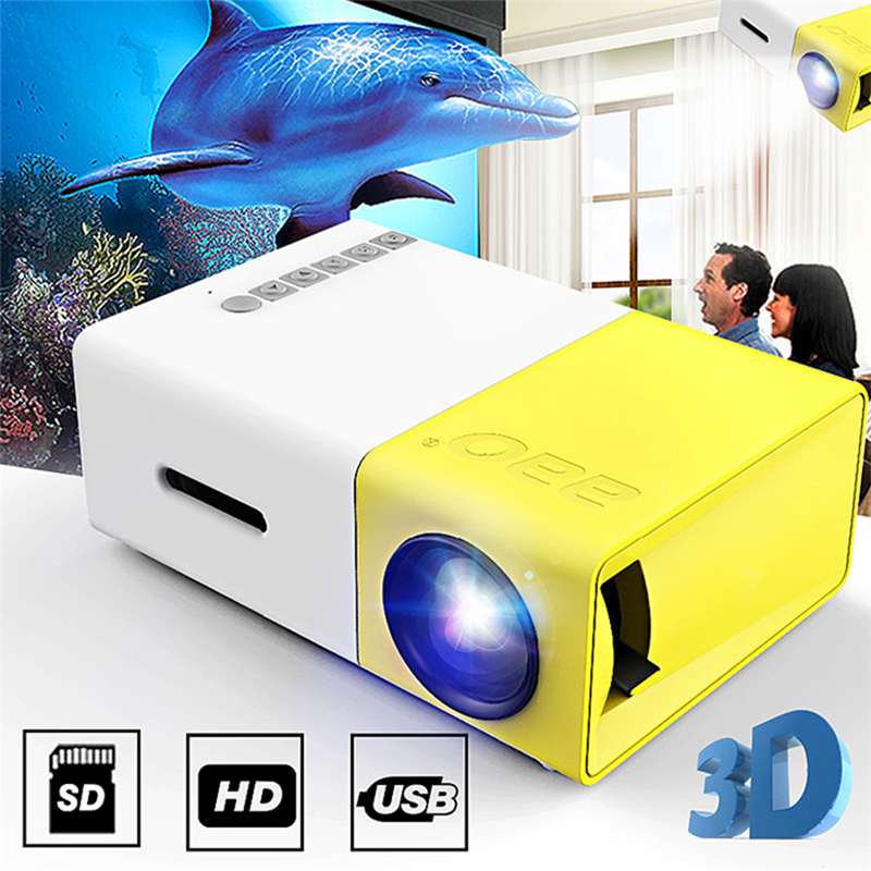 LCD LED Projector 400-600 Lumen 1080P AV USB SD Card Mini Pocket Beamer Home Theater Children Education Office Cinema