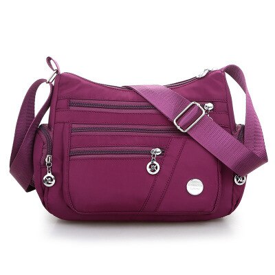 Women Shoulder Messenger Bag Casual Waterproof Nylon Zipper Pocket Handbag Large Capacity Travel Female Crossbody Bags: Purple