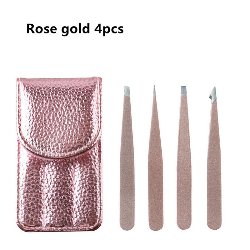 4 -teiliges einstellen mit wimpernverlängerungspinzette, augenbrauenzange, schere, künstlichen wimpern, augenbrauenclip, augenbrauentrimmer und machen-hoch-werkzeugen: RoséGold