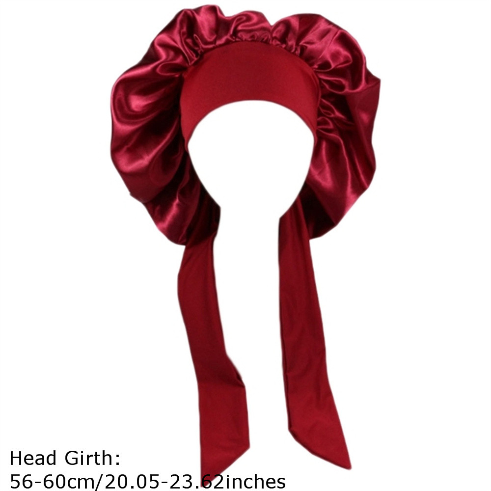 Bonnet de douche de luxe pour femmes, étanche, réutilisable, bonnet de bain, pour cheveux longs, grand Turban: dark red