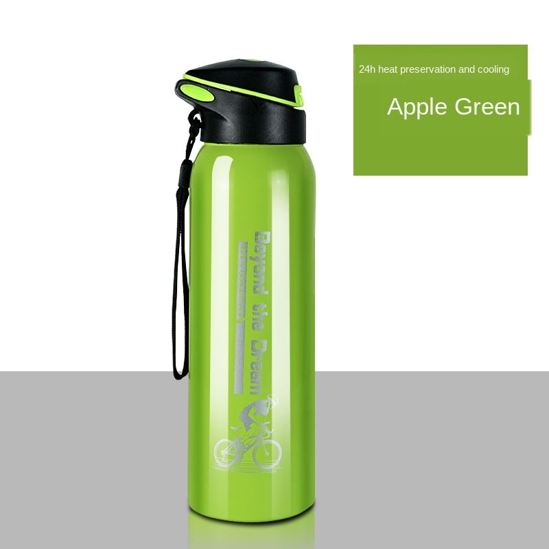 500Ml Fiets Water Bottle Outdoor Sport Hardlopen Mountain Fietsen Warm-houden Fiets Waterkoker Drinken Fles Roestvrij Stalen Kop: Geel