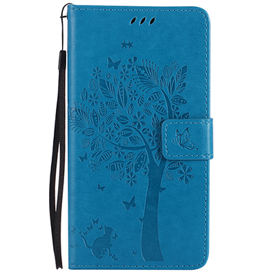 Cover Phone Case For Samsung Galaxy J5 j530 j530F EU 5.2" Flip PU Leather Shell Embossing Tree Cat Book Style Holster Bag: Blue