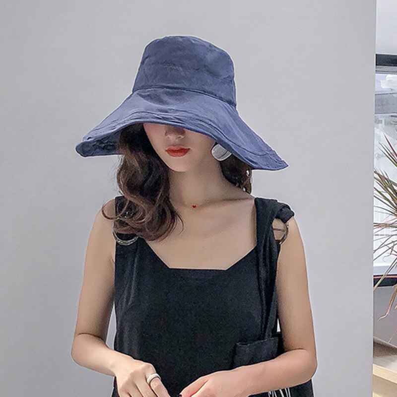 Newly Sunhat Women Summer Beach Wide Brim Sunscreen Outdoor Travel Hat Rolled Double-sided Fisherman Hat 19ing