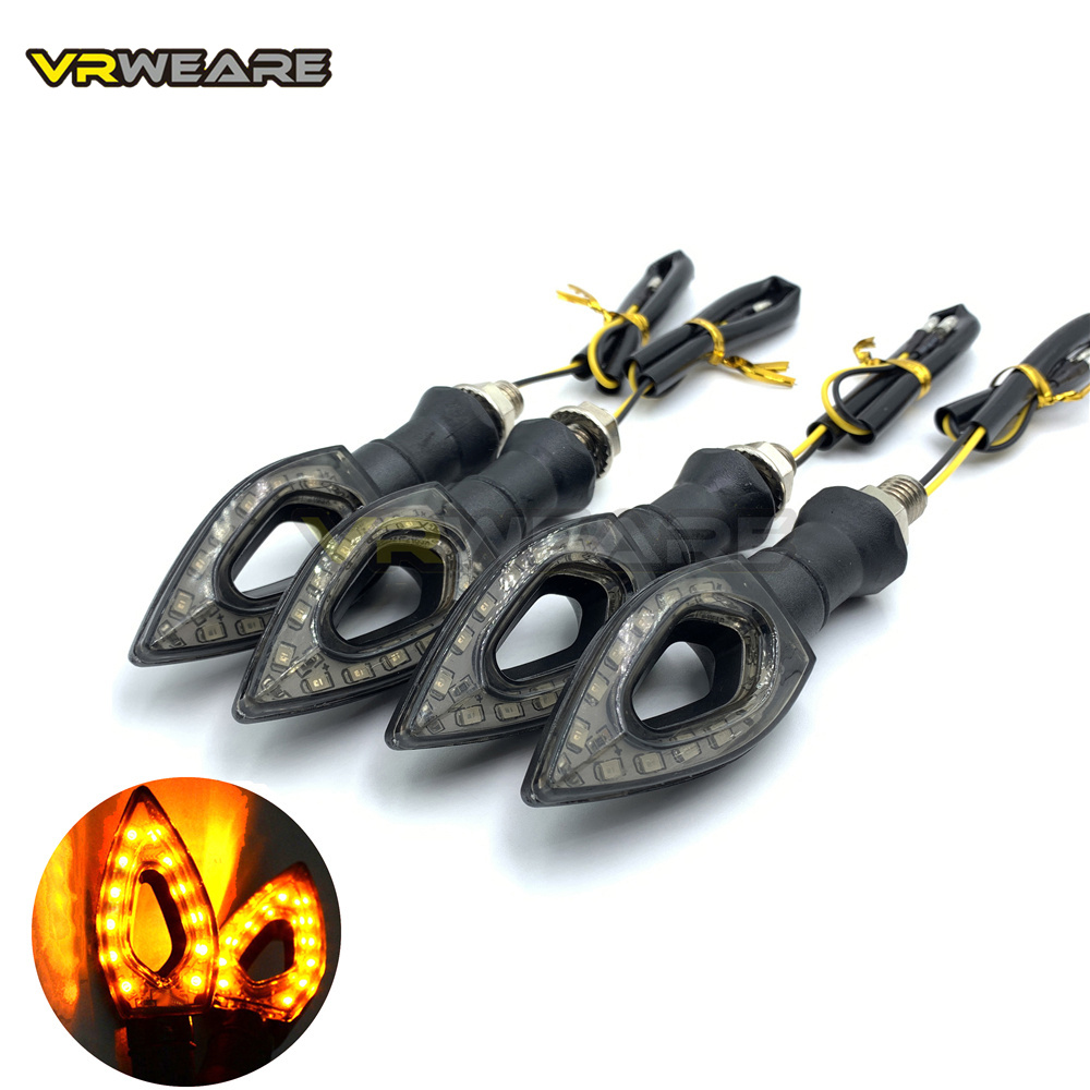 4 stk motorcykel hjerteform universal 12 led blinklys korte blinklys indikator blink blinker rav farve