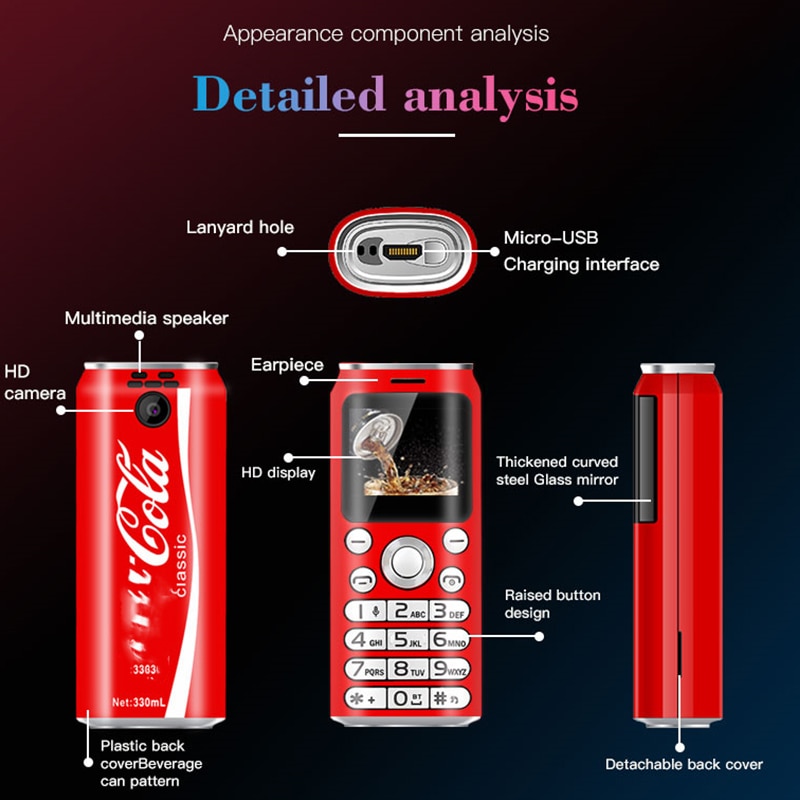 Mini teléfono móvil de bolsillo SATREND K8 X8, teléfono móvil pequeño con forma de cola de 1,0 pulgadas, con Bluetooth, marcador, grabación de llamadas