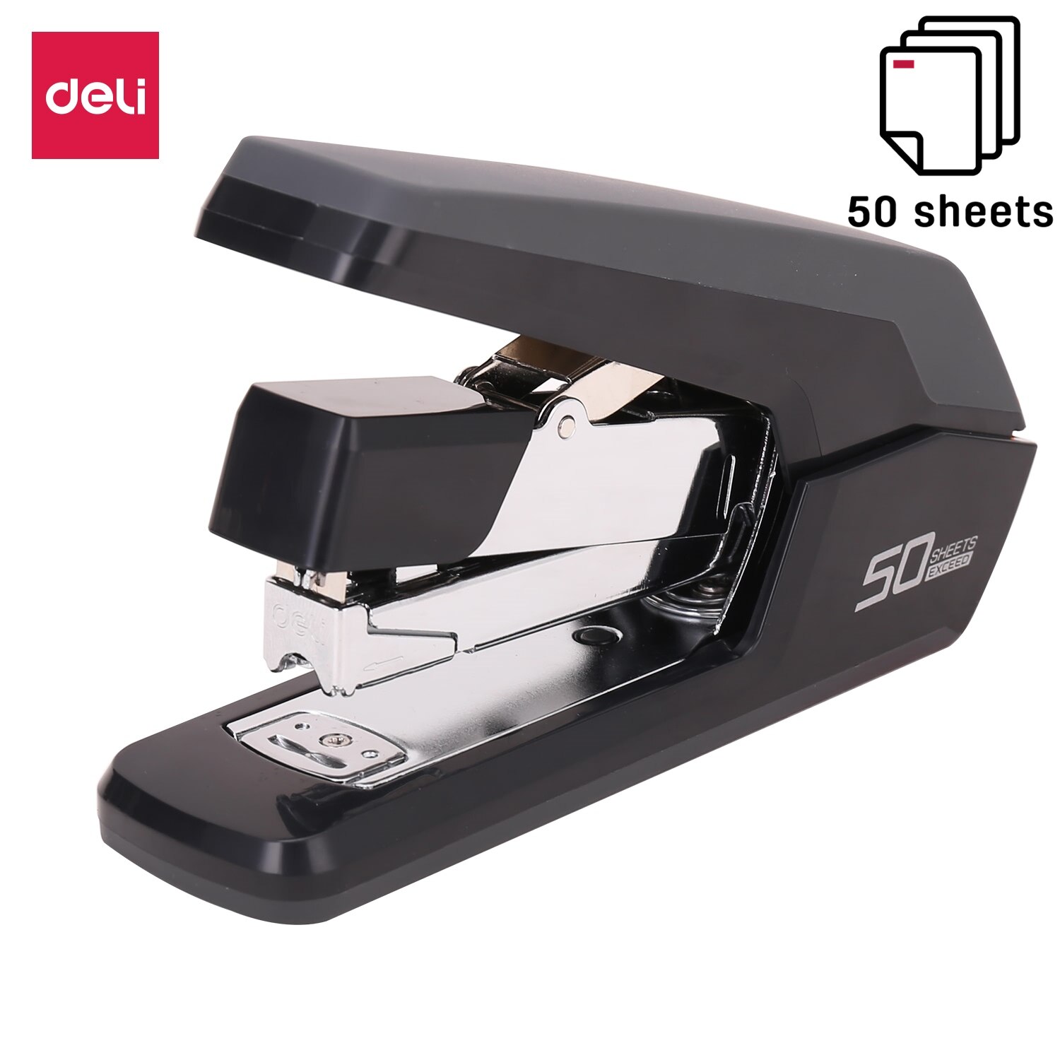 DELI Heavy Duty Stapler Effortless Paper Stapling Machine 50 Sheet School Office Supply Stationery Staples Power Saving Stapler