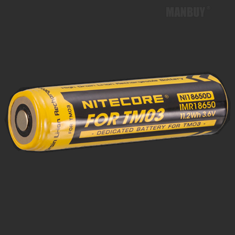 TOPSALE NITECORE IMR18650 11.2Wh 3.6V High Drain Li-ion Rechargeable Battery NI18650D for TM03 TinyMonster Flashlight Button Top
