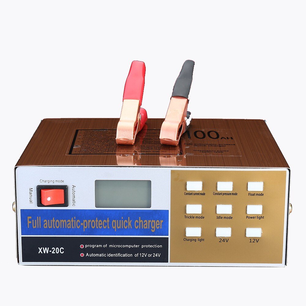 Car Battery Charger Intelligent Pulse Repair 12v 24v Full Automatic Intelligent 100AH Lead Acid Battery Car Battery With Adapter