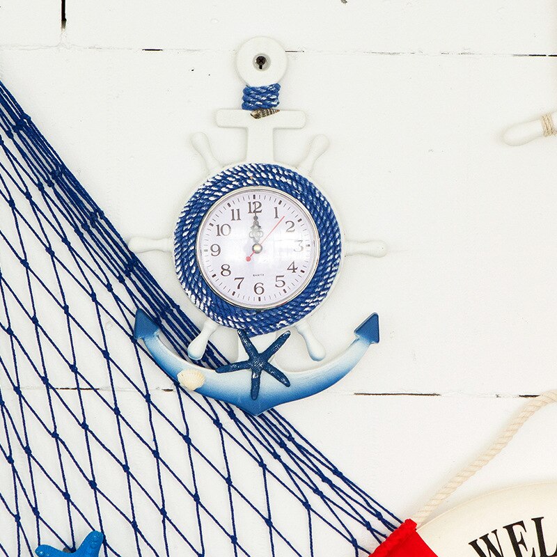 Kodin sisustus välimeri purjehdus seinäkello kello varastossa neula digitaalinen yksipuolinen laivan ankkuri ruorimies kello
