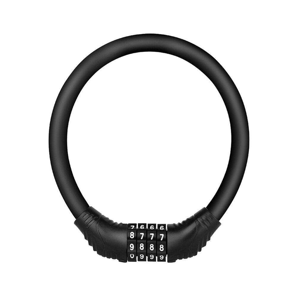 Anti-Theft Bike Lock 4 Digit Code Combination Stainless Steel Cable Bicycle Security Lock Equipment MTB Bike Lock: black