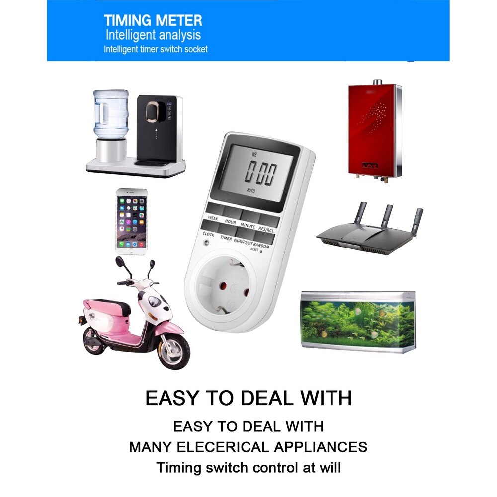 Electronic Digital Timer Switch EU AU UK Plug Kitchen Time Control Outlet 230V 240V 7 Day 12/24 Hour Programmable Timing Socket