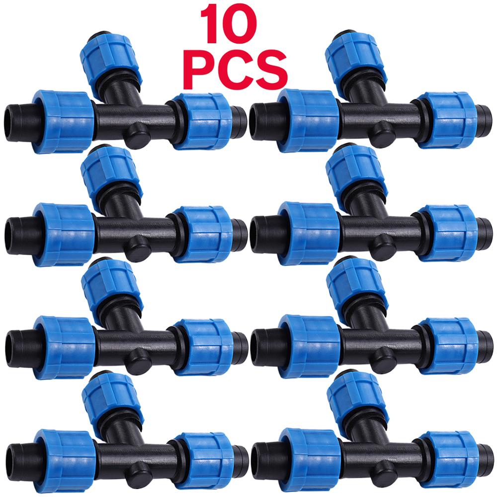 10PCS Greenhouse Drip Tape for Irrigation 16mm Hose Repair 5/8'' Couplings Tee 3-Way Quick Connector Thread Lock Extension Joint