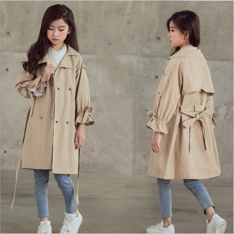 Ropa de otoño para niños nueva Casual Trench Coat High-grade niños prendas de vestir exteriores 4 6 8 10 12 años niñas chaquetas largas