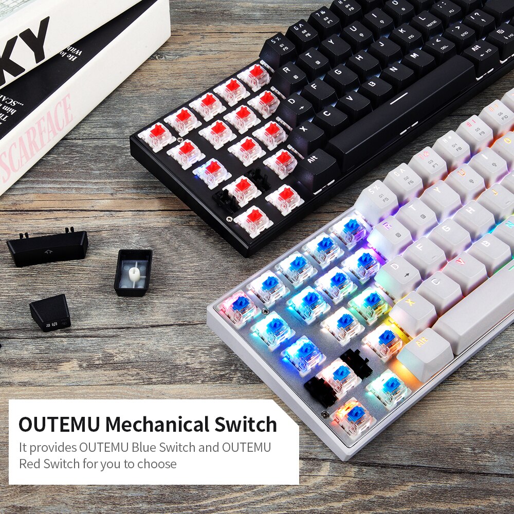 Motospeed – clavier mécanique de jeu CK62 61 touches, USB BT 3.0, double , avec interrupteur OUTEMU bleu/rouge, longue durée de vie