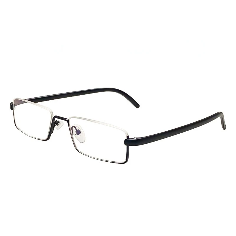 Gafas de lectura flexibles de medio marco con caja para hombres y mujeres, gafas portátiles antiazules, gafas para presbicia Unisex + 1,0 a + 4,0: Azul / +350