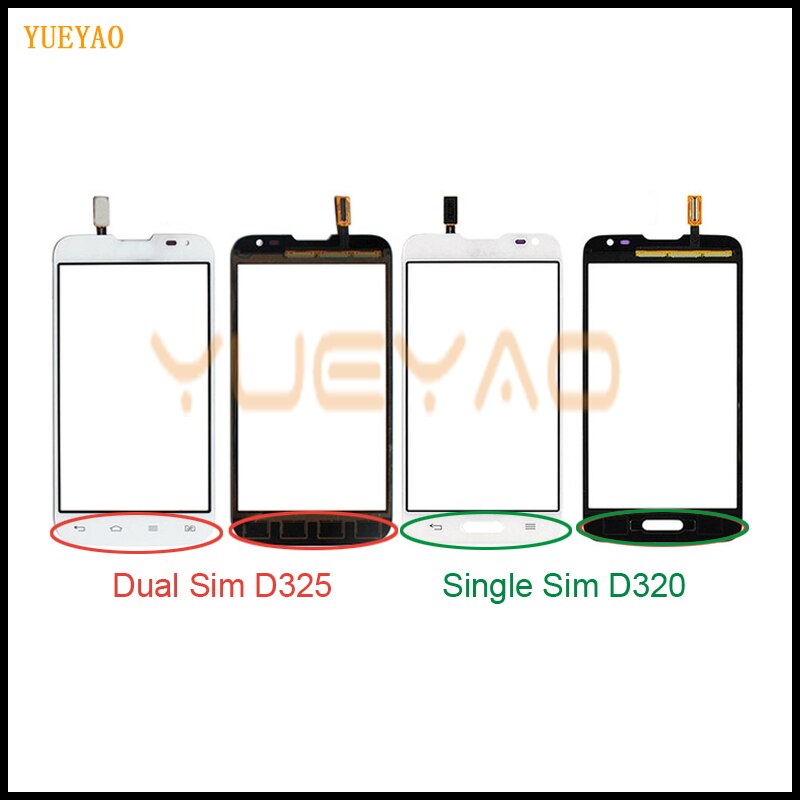 4.5 " til lg  l70 dual sim-kort  d325 touchskærm digitaliseringssensor glas linsepanel  l 70 d 325 skærm til lg singe sim  d320 touch