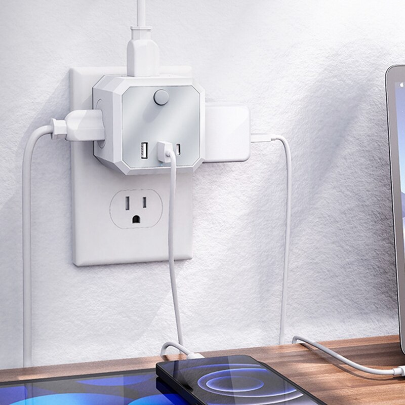 Power Strip with USB 1.8M Extension Cable, USB with 3 Sockets and 3 USB Ports, Portable , US Plug