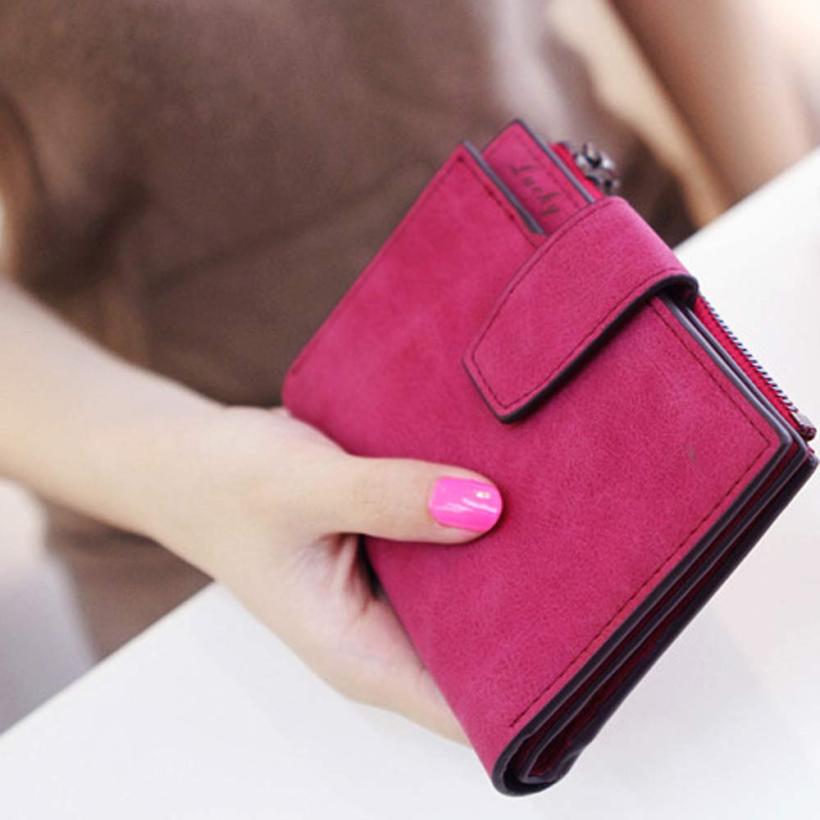 Xiniu Vrouwen Portemonnee Effen Kleur Mini Grind Magic Bifold Leather Wallet Kaarthouder Clutch Vrouwen Handtas Bolsa #2415: Hot Pink